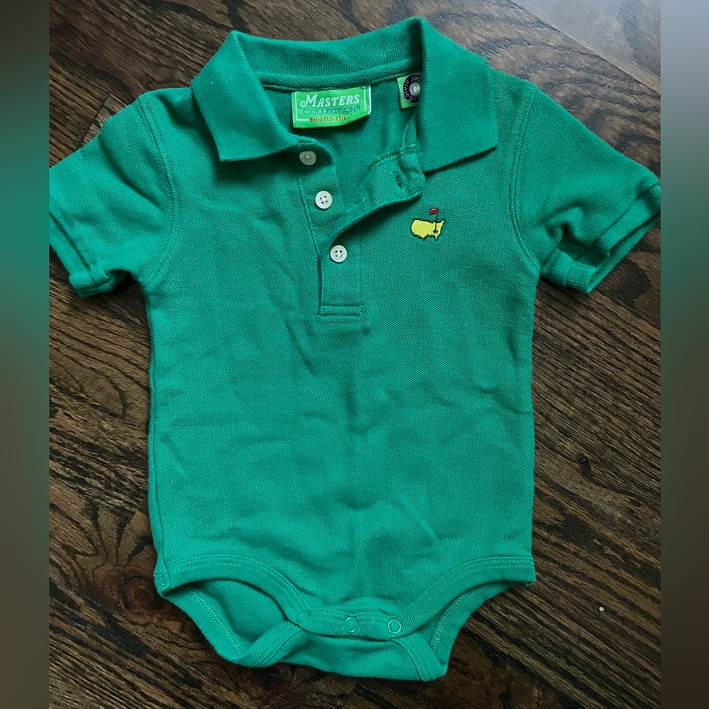 The Masters Collection Official Green Onesie size: 6 Mo (12-17 lbs)